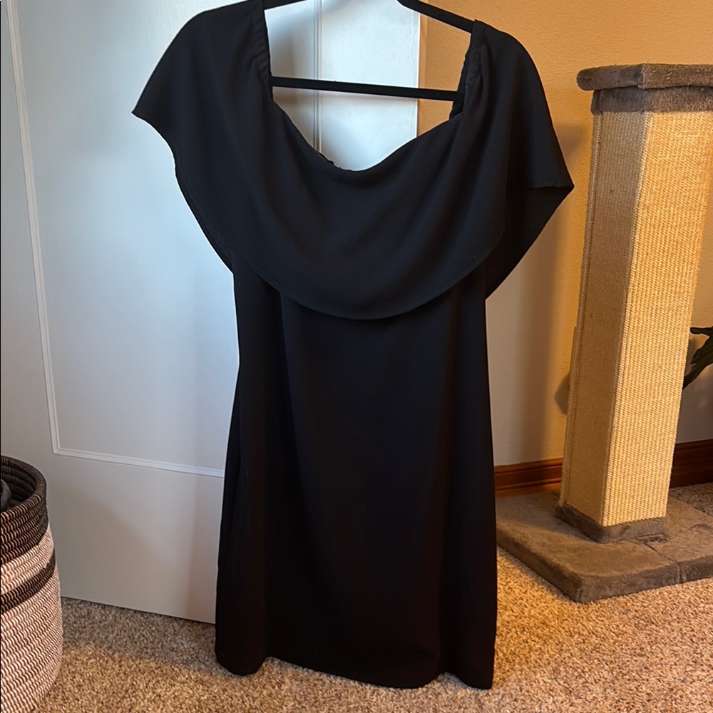 Charles Henry Off the Shoulder Elegant Black Women's Dress